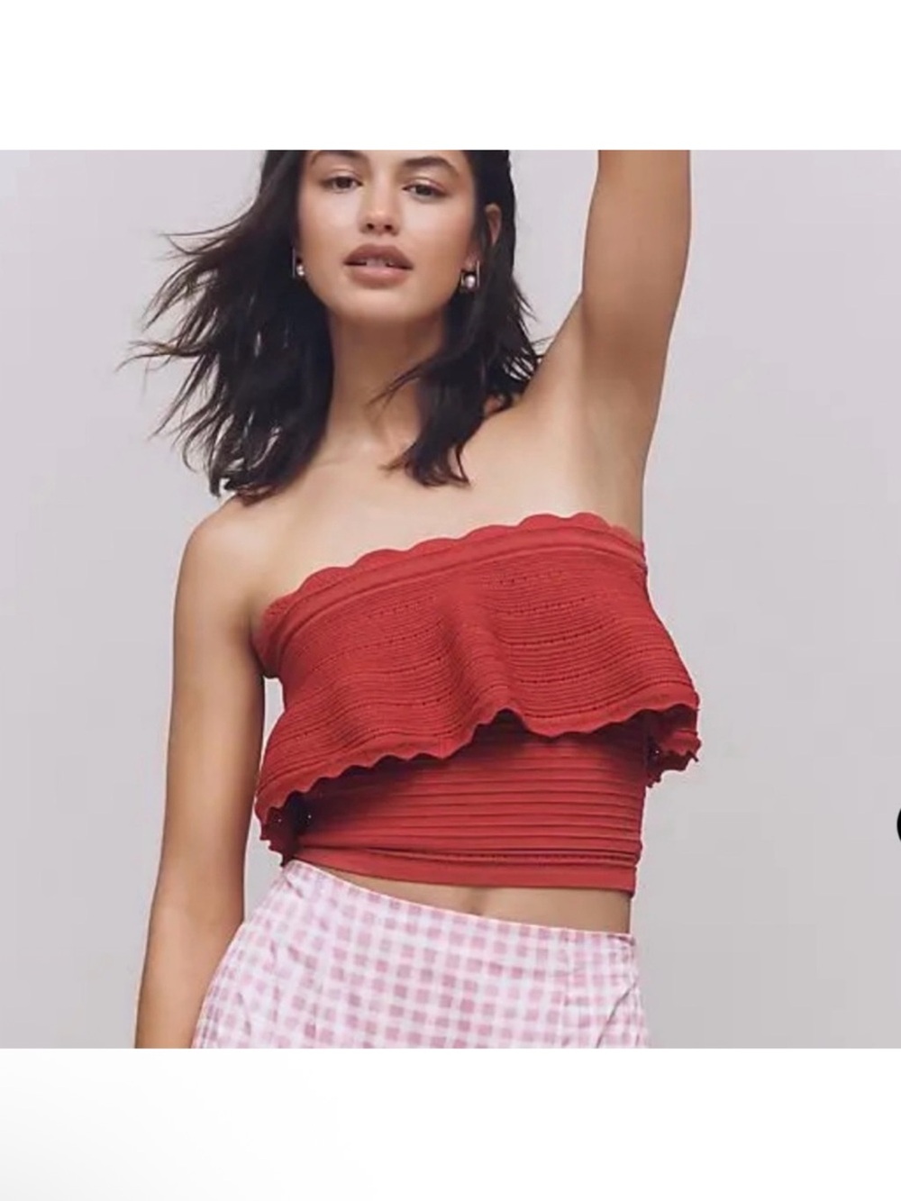 Anthropologie knit ruffle tub top- teaberry - Picture 2 of 10